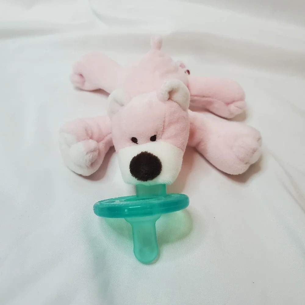 WubbaNub Baby Pink Stuffed‎ Bear Pacifier Holder Security Animal Infant Binky